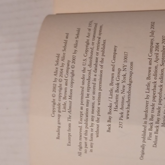 $4 Add-on "The Lovely Bones" by Alice Sebold - Paperback Novel - Picture 8 of 8